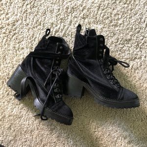 The Kooples: Black Velvet Dual-material Boots